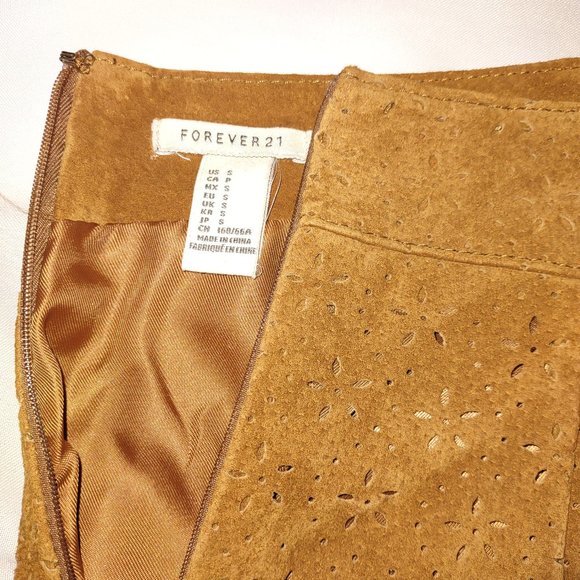 Forever 21 100% pig skin leather camel color with side fringe size S - Picture 3 of 6